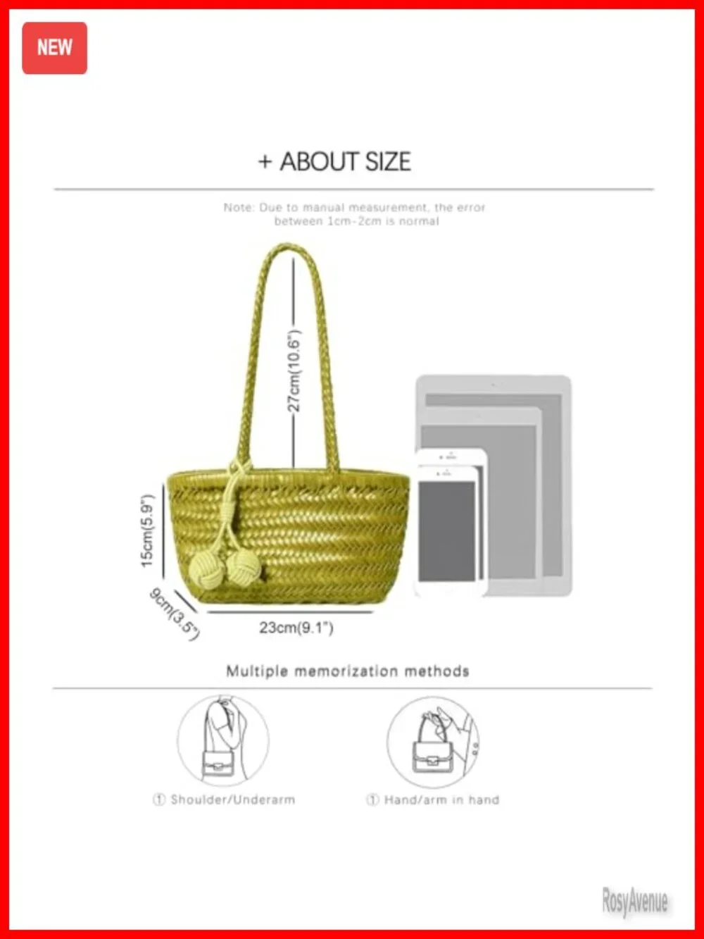 Woven Hobo Shoulder Bag, Mini Crossbody Purse, Tote Handbag